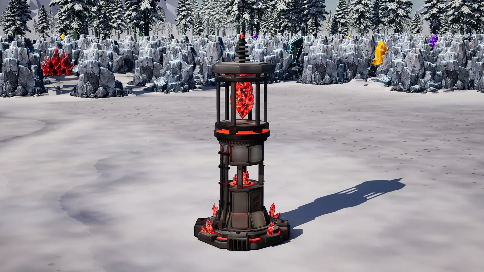 H. Generator (Heat Generator), a Firnreach building, standing alone on packed snow in daylight.