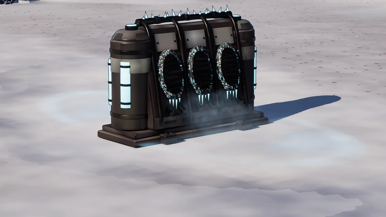 Rime Vent, a Firnreach building, standing alone on packed snow in daylight.