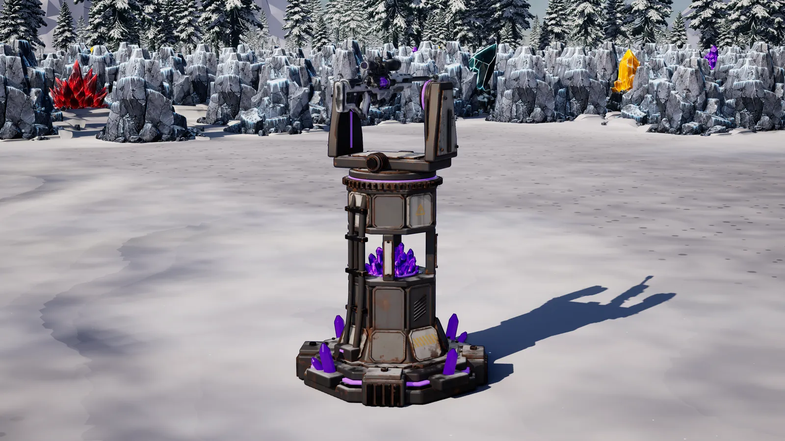 Sniper, a Firnreach building, standing alone on packed snow in daylight.
