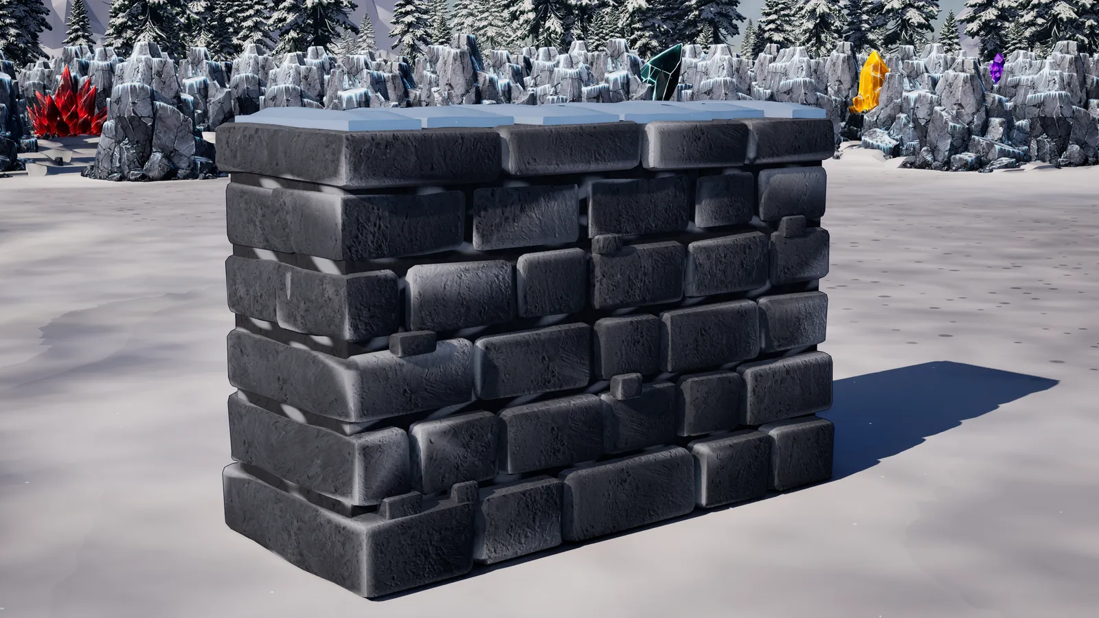 Stone Wall, a Firnreach building, standing alone on packed snow in daylight.